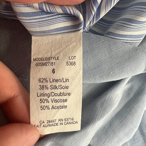 Zenobia Dress 6 Blue Silk Linen Sheath Pockets Cowl Neck A-line Light Sleeveless - Picture 8 of 11